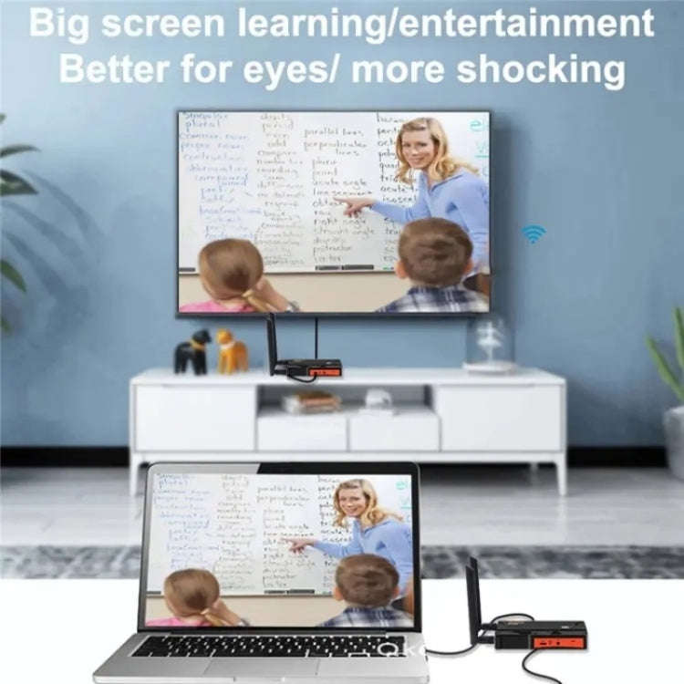 009 200m HD Video Transmitter Receiver WIFI 5.8 Wireless Display Dongle Adapter(EU Plug)