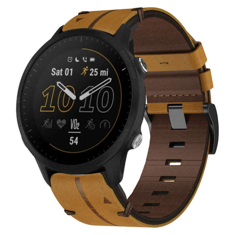 For Garmin Forerunner 955 Leather Textured 22mm Watch Band(Brown)