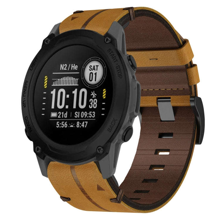 For Garmin Descent G1 Leather Textured 22mm Watch Band(Brown)