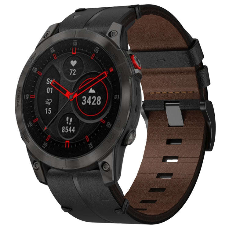 For Garmin EPIX Gen 2 Leather Textured 22mm Watch Band(Black)