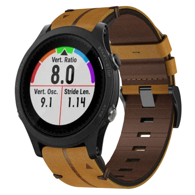 For Garmin Forerunner 935 Leather Textured 22mm Watch Band(Brown)