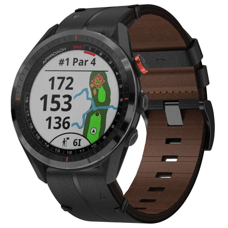 For Garmin Approach S62 Leather Textured 22mm Watch Band(Black)