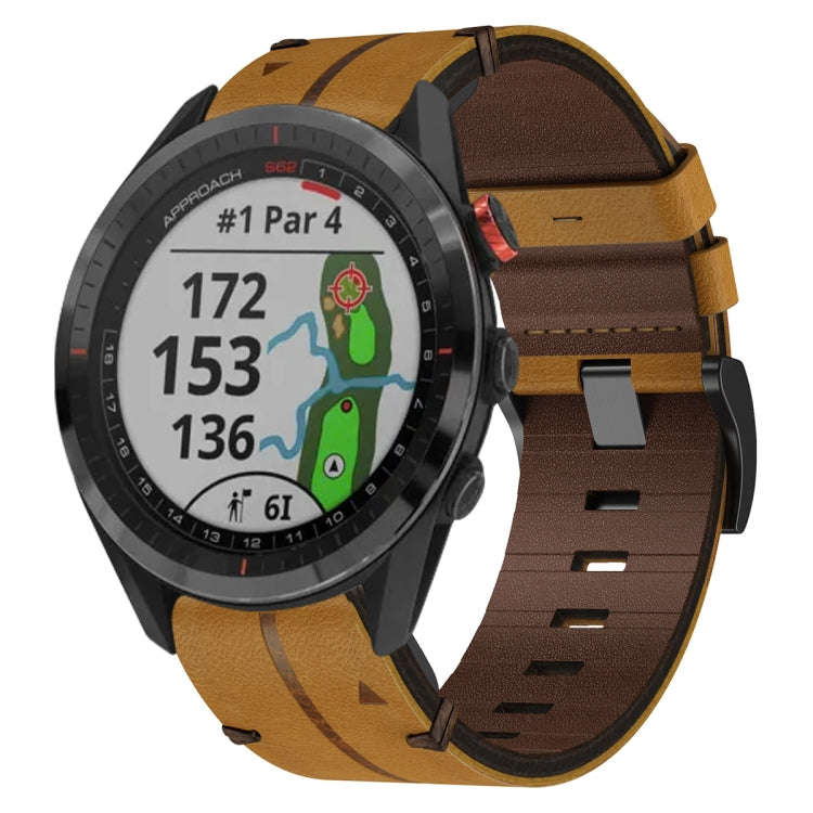 For Garmin Approach S62 Leather Textured 22mm Watch Band(Brown)