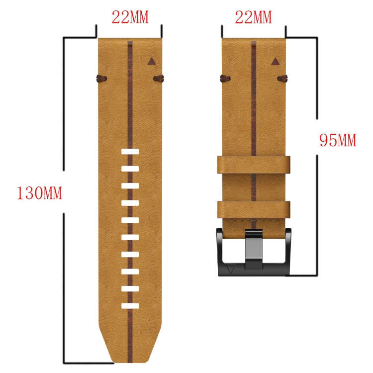 For Garmin Instinct Crossover Solar Leather Textured 22mm Watch Band(Brown)