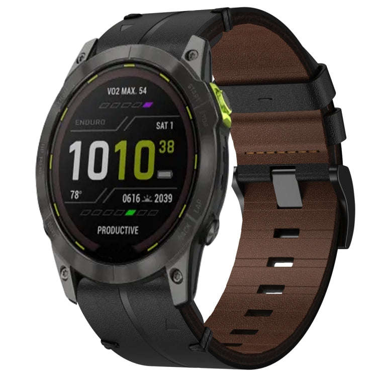 For Garmin Enduro 2 Leather Textured 26mm Watch Band(Black)