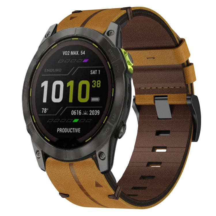 For Garmin Enduro 2 Leather Textured 26mm Watch Band(Brown)