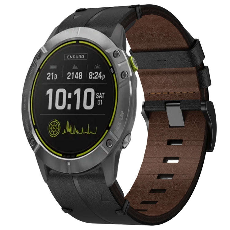 For Garmin Enduro Leather Textured 26mm Watch Band(Black)