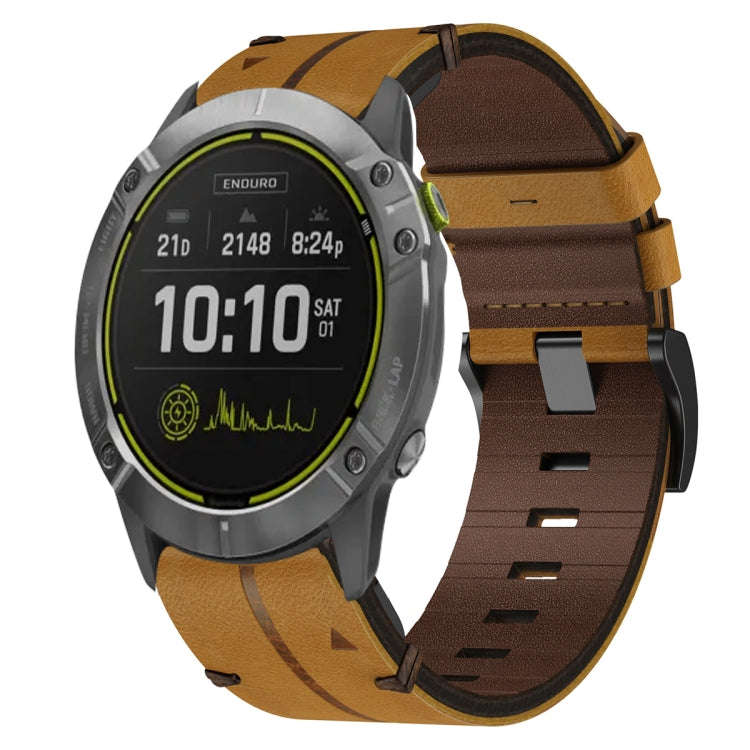 For Garmin Enduro Leather Textured 26mm Watch Band(Brown)