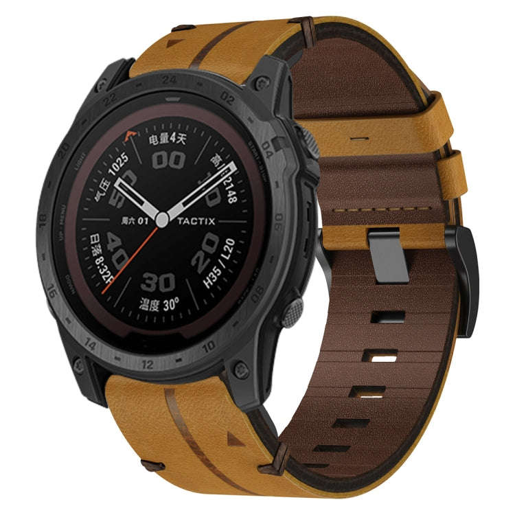 For Garmin Tactix 7 Pro Leather Textured 26mm Watch Band(Brown)
