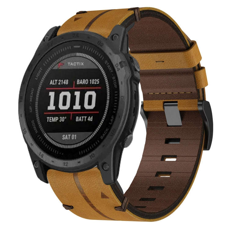For Garmin Tactix 7 Leather Textured 26mm Watch Band(Brown)