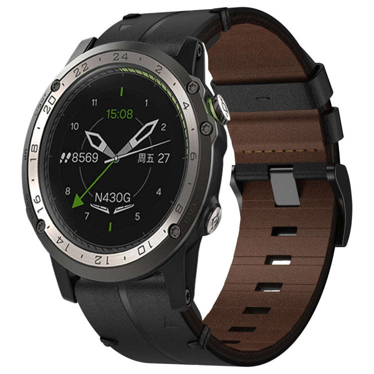 For Garmin D2 Charlie Leather Textured 26mm Watch Band(Black)