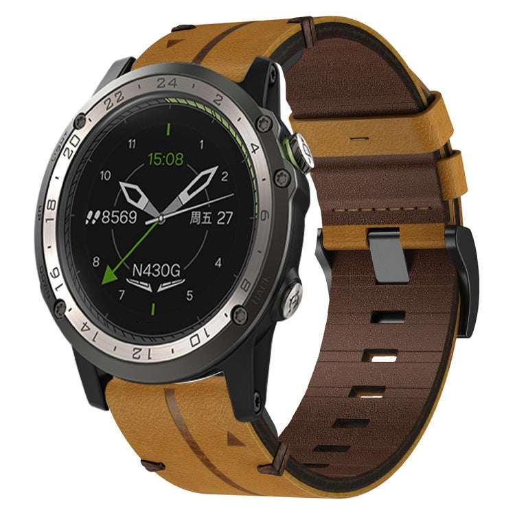 For Garmin D2 Charlie Leather Textured 26mm Watch Band(Brown)