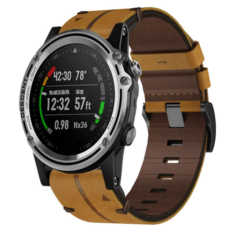 For Garmin Descent MK 1 Leather Textured 26mm Watch Band(Brown)