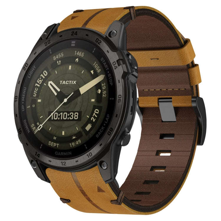 For Garmin Tactix 7 AMOLED Leather Textured 26mm Watch Band(Brown)