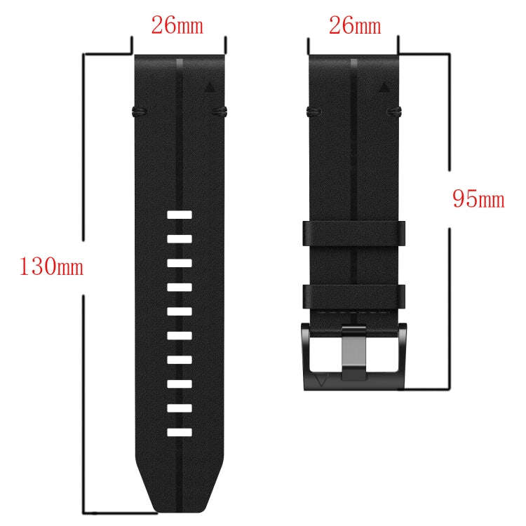 For Garmin Fenix 6X Pro Leather Textured 26mm Watch Band(Brown)