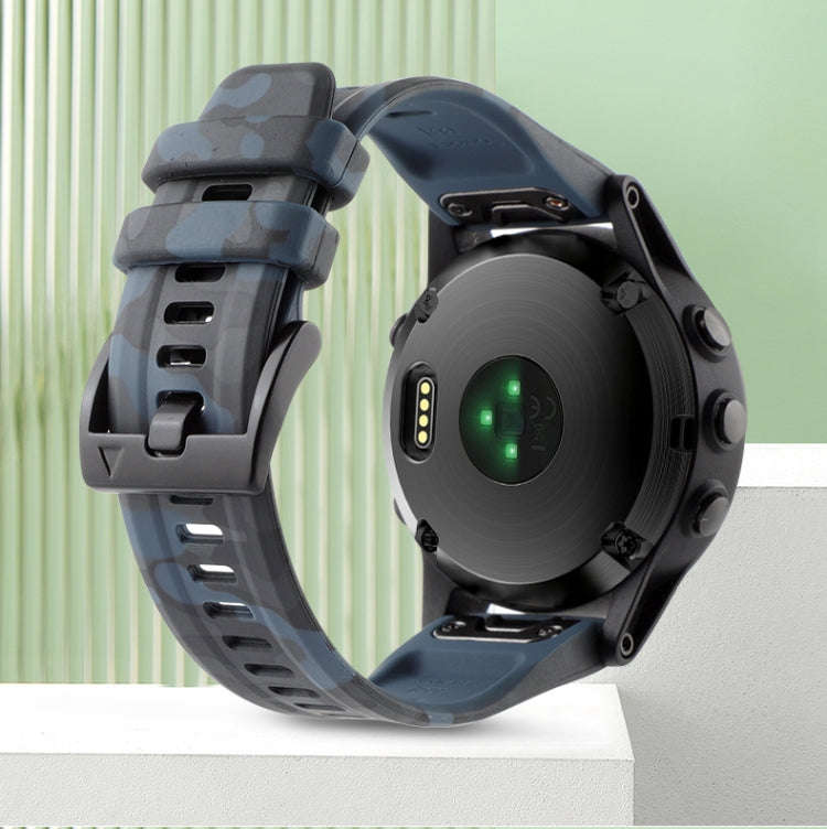 For Garmin TACTIX 7 Pro Camouflage 26mm Silicone Watch Band(Camouflage Rock Cyan)