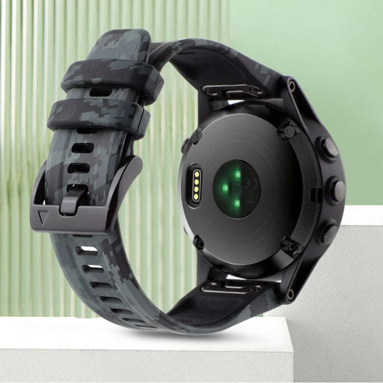 For Garmin TACTIX 7 Camouflage 26mm Silicone Watch Band(Camouflage Black)