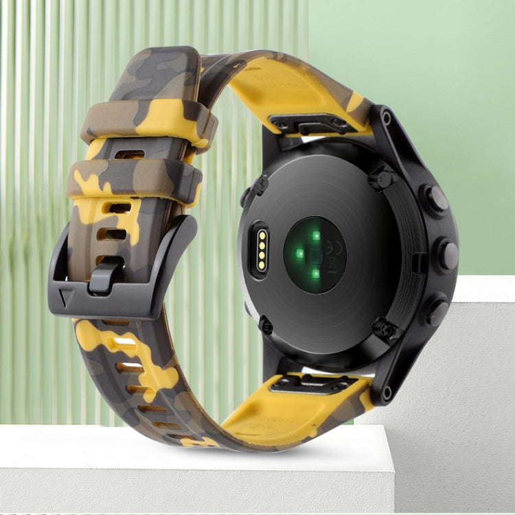 For Garmin TACTIX DELTA Camouflage 26mm Silicone Watch Band(Camouflage Yellow)