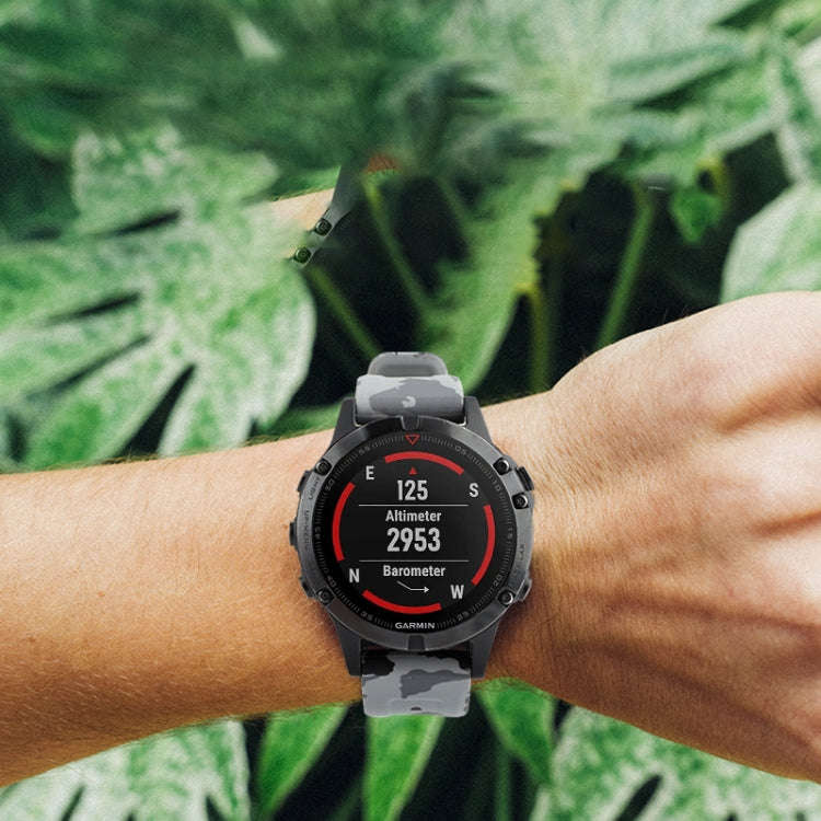 For Garmin TACTIX 7 Camouflage 26mm Silicone Watch Band(Camouflage Black)