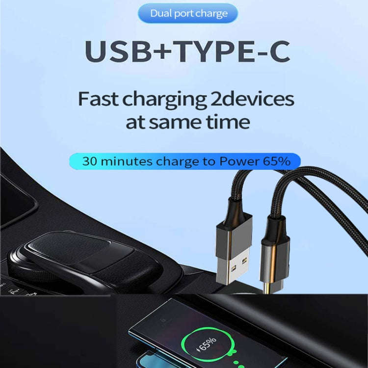 P35 48W PD30W + QC3.0 18W USB Transparent Car Charger with Type-C to 8 Pin Phone Data Cable(Trans...