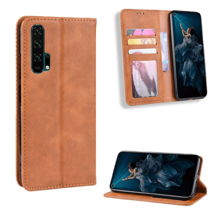 Magnetic Buckle Retro Crazy Horse Texture Horizontal Flip Leather Case for HUAWEI Honor 20pro , w...