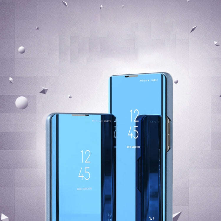 For Honor 200 Pro Plated Mirror Horizontal Flip Leather Phone Case with Holder(Blue)
