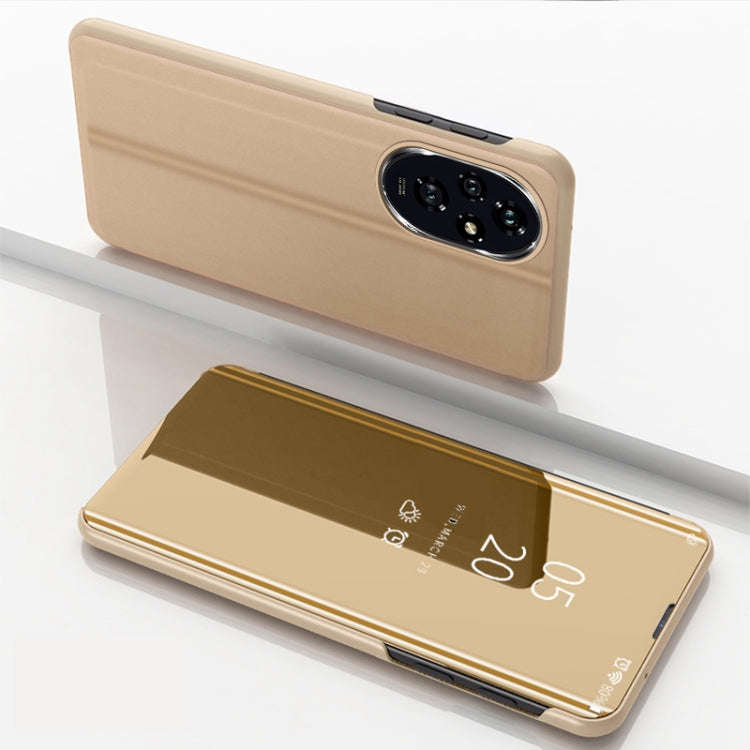 For Honor 200 Pro Plated Mirror Horizontal Flip Leather Phone Case with Holder(Gold)