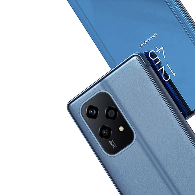 For Honor 200 Lite Global Plated Mirror Horizontal Flip Leather Phone Case with Holder(Purple Blue)