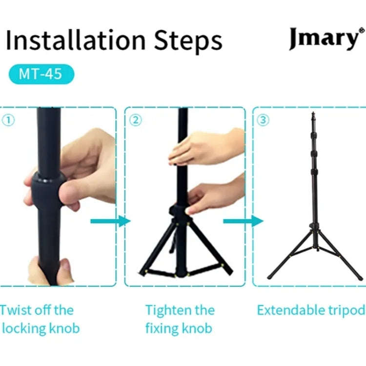 JMARY MT45 Cell Phone Clip Camera Mount Holder Telescopic Selfie Stick Outdoor Tripod Stand