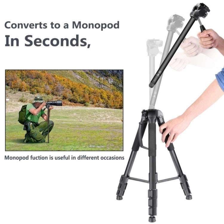 JMARY KP2264 Portable Detachable Tripod Mobile Phone SLR Camera Aluminium Alloy Stand(Black)