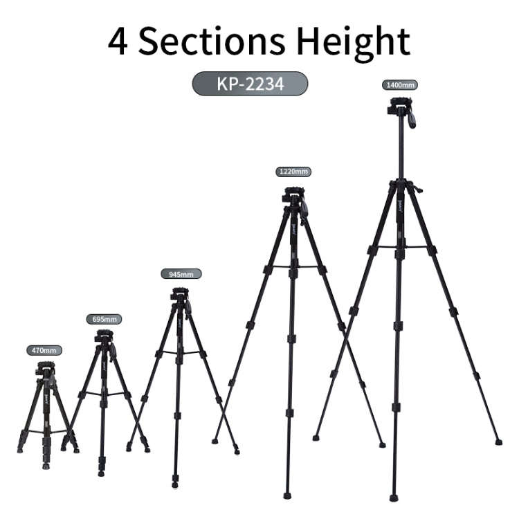 JMARY KP2234 Telescopic Aluminum Alloy SLR Camera Phone Live Streaming  Photography Tripod(Red)