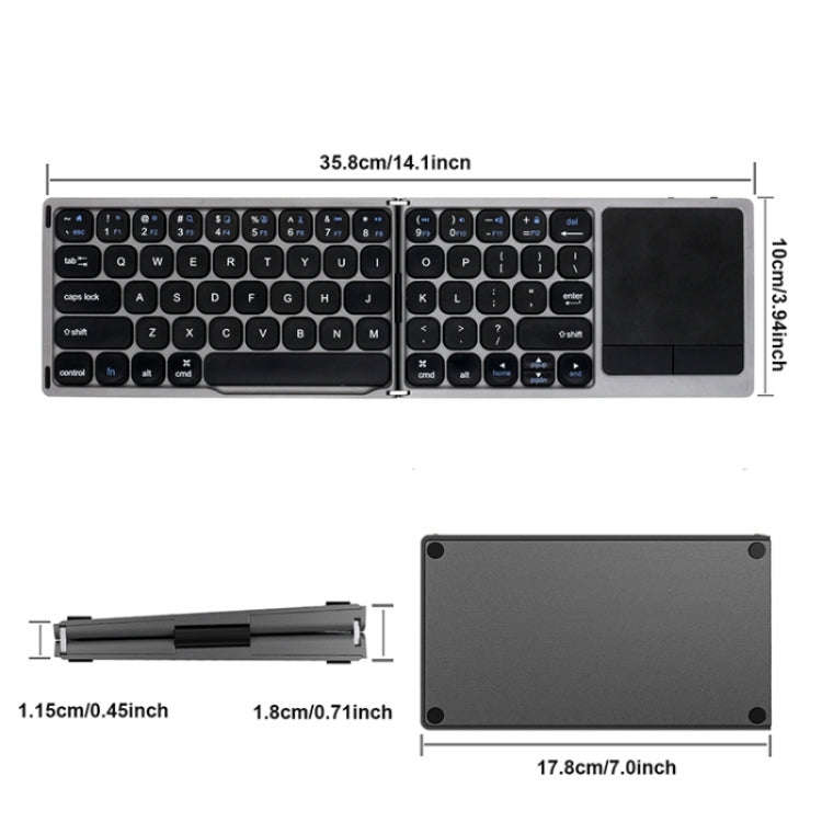 FK328T Cell Phone Tablet Laptop Wireless Bluetooth Keyboard Portable 3-Folded Keyboard
