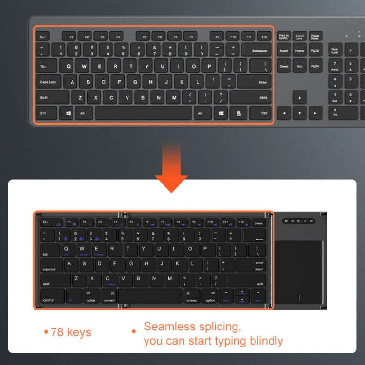 B066T Tri-fold Wireless Bluetooth Keyboard Compatible Multi-system Cell Phone Tablet Keyboard