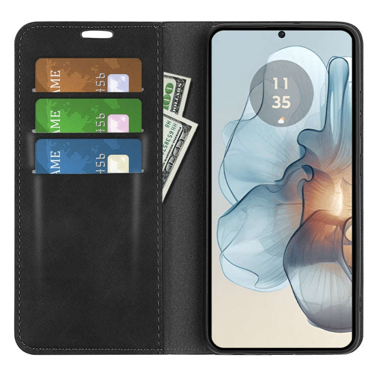 For Motorola Moto G24 Power Retro-skin Magnetic Suction Leather Phone Case(Black)