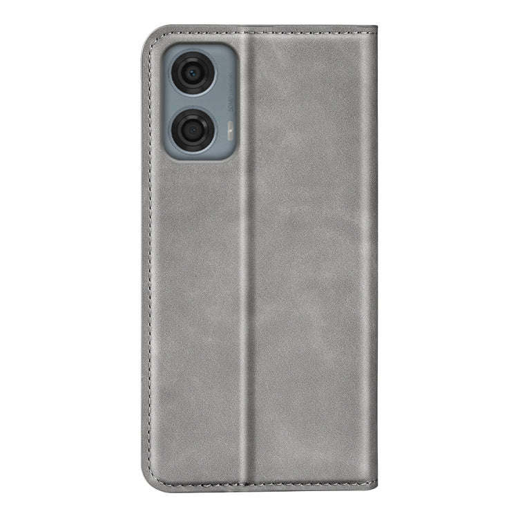 For Motorola Moto G24 Power Retro-skin Magnetic Suction Leather Phone Case(Grey)
