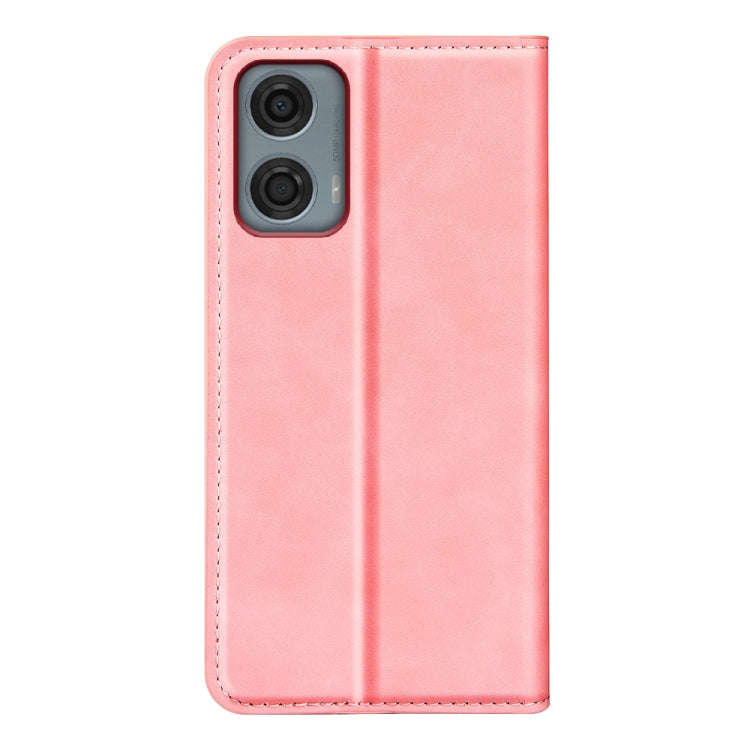 For Motorola Moto G24 Power Retro-skin Magnetic Suction Leather Phone Case(Pink)