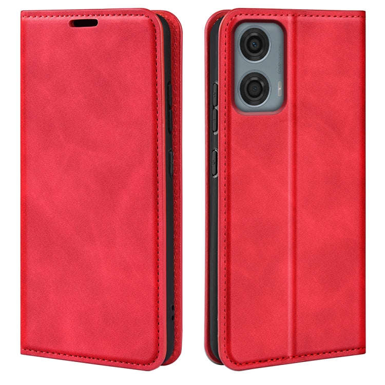 For Motorola Moto G24 Power Retro-skin Magnetic Suction Leather Phone Case(Red)