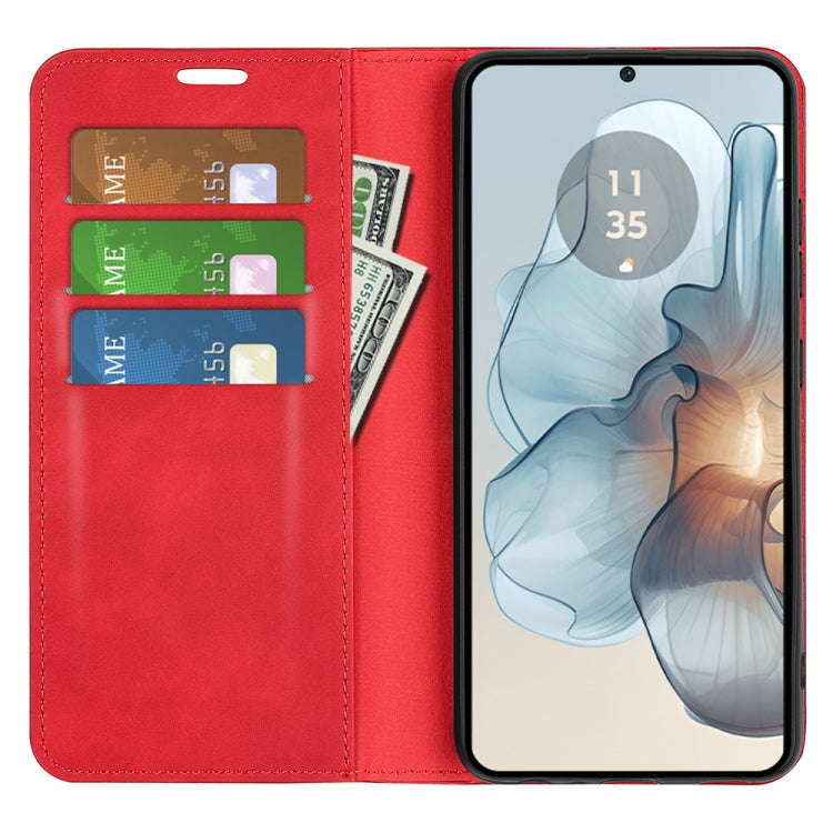 For Motorola Moto G24 Power Retro-skin Magnetic Suction Leather Phone Case(Red)