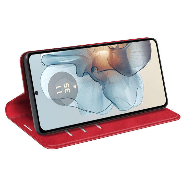 For Motorola Moto G24 Power Retro-skin Magnetic Suction Leather Phone Case(Red)