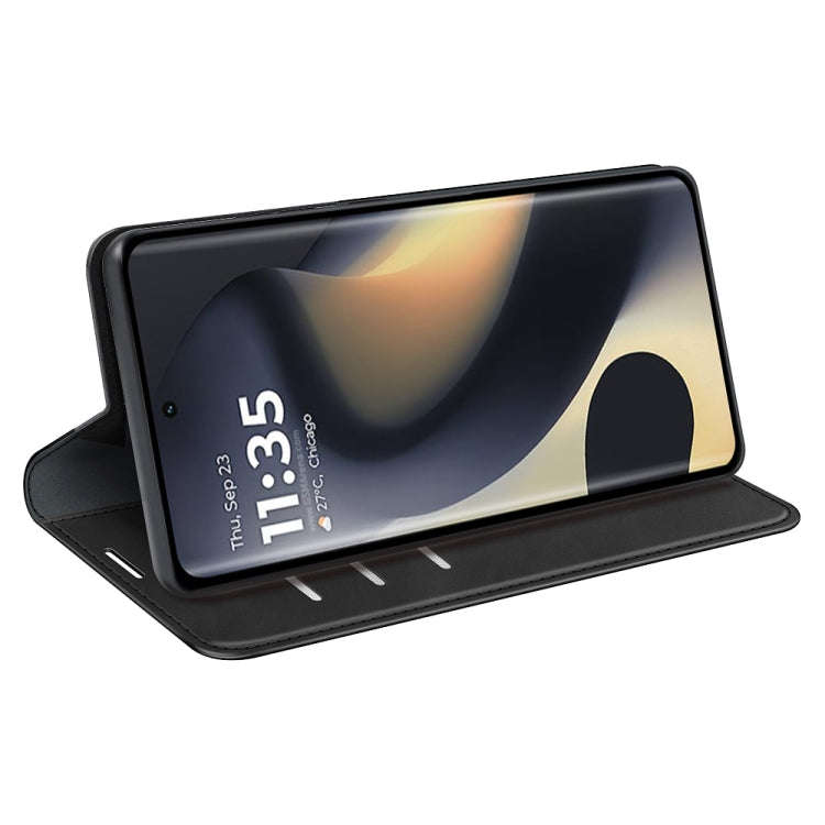 For Motorola Edge 5G 2024 Retro-skin Magnetic Suction Leather Phone Case(Black)