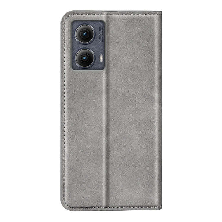 For Motorola Edge 5G 2024 Retro-skin Magnetic Suction Leather Phone Case(Grey)
