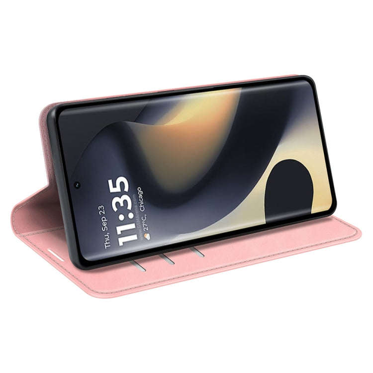 For Motorola Edge 5G 2024 Retro-skin Magnetic Suction Leather Phone Case(Pink)