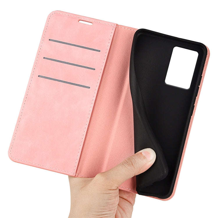 For Motorola Edge 5G 2024 Retro-skin Magnetic Suction Leather Phone Case(Pink)