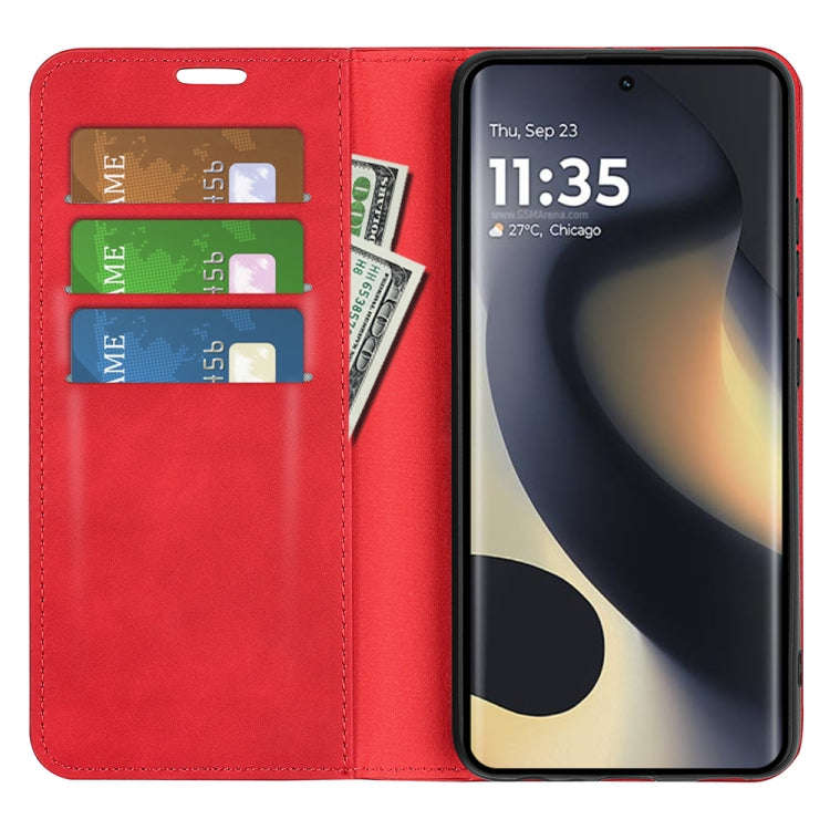 For Motorola Edge 5G 2024 Retro-skin Magnetic Suction Leather Phone Case(Red)