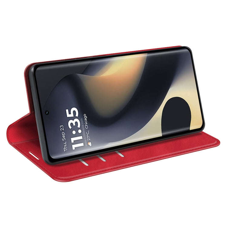 For Motorola Edge 5G 2024 Retro-skin Magnetic Suction Leather Phone Case(Red)
