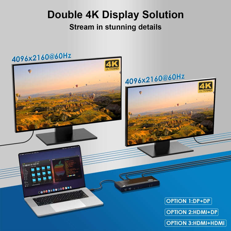 Wavlink UG69PD2 Dual 4K Fast Charging Integrated Docking Station, Plug:EU Plug