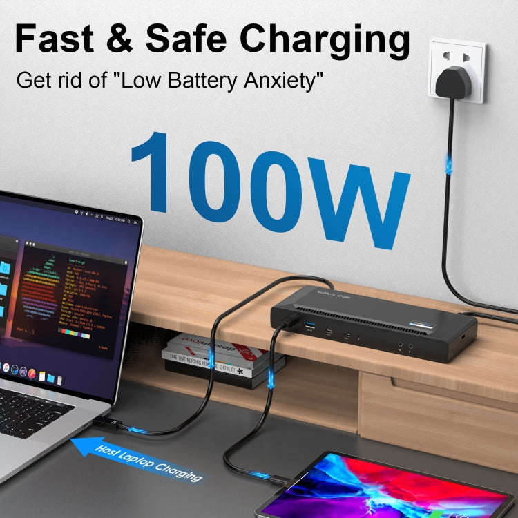 Wavlink UG69PD2 Dual 4K Fast Charging Integrated Docking Station, Plug:EU Plug