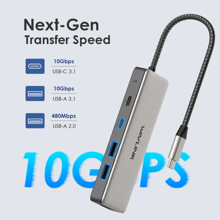 Wavlink UHP3415 85W Power Delivery USB-C/Type-C 10Gbps Hub 5 in 1 Multiport Connection Adapter