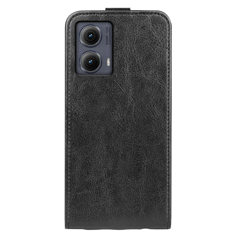 For Motorola Edge 5G 2024 R64 Texture Single Vertical Flip Leather Phone Case(Black)
