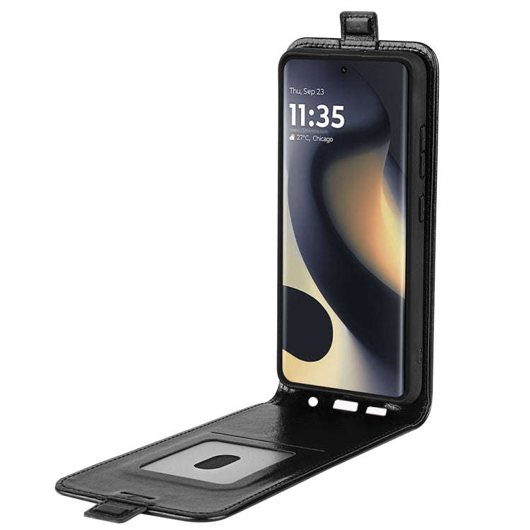 For Motorola Edge 5G 2024 R64 Texture Single Vertical Flip Leather Phone Case(Black)